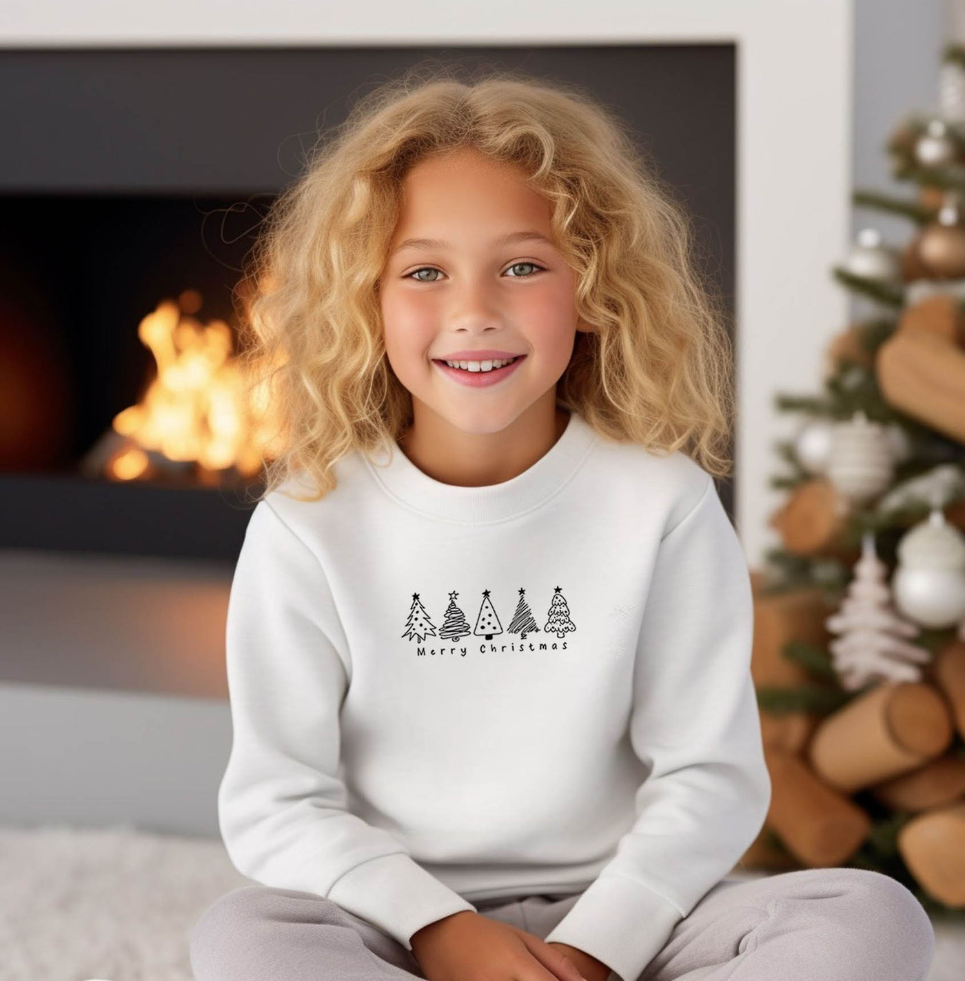 YOUTH/KIDS Merry Christmas TreesSweatshirt