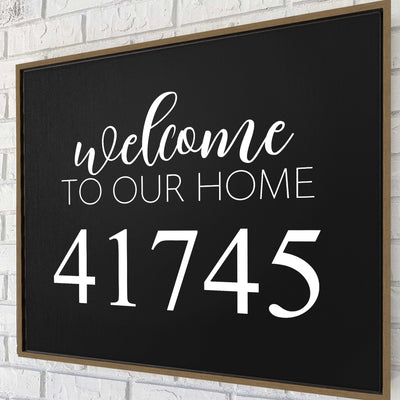 Welcome to our home Address - Floating Framed Canvas