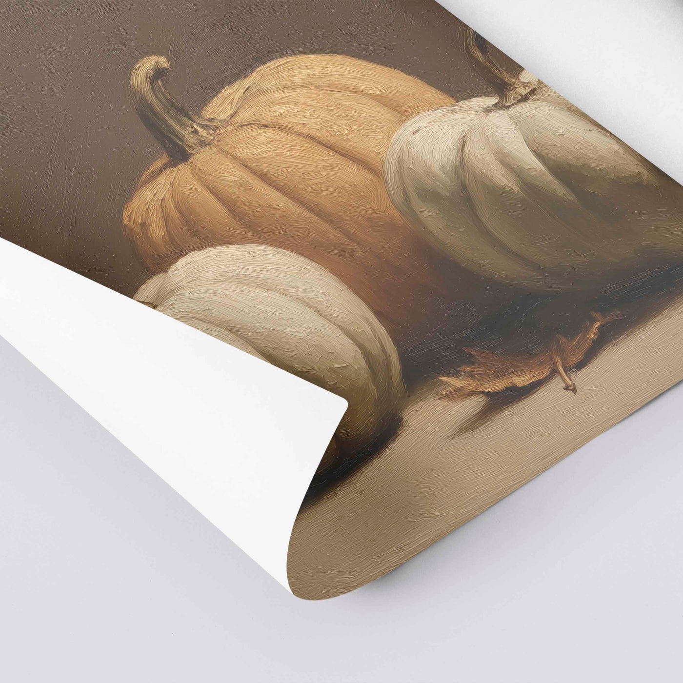 Harvest Neutral Canvas Art - "Cottage Pumpkins"