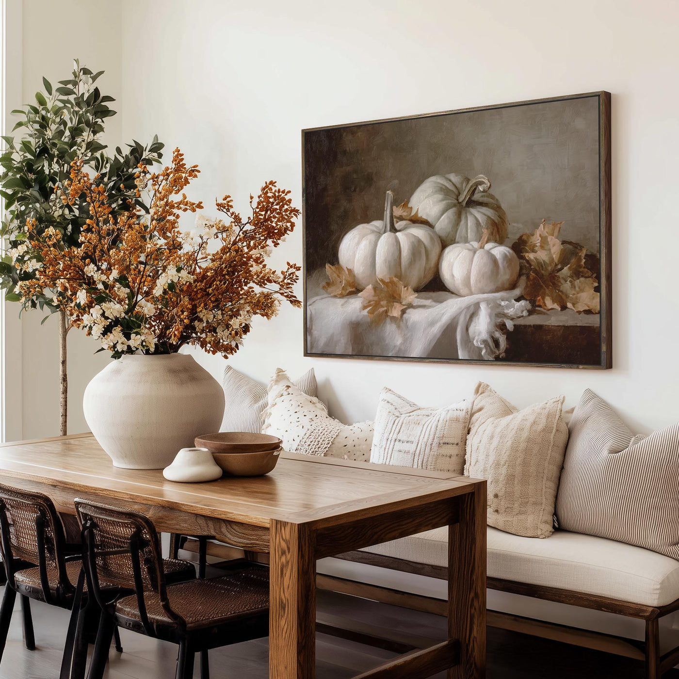 Neutral Canvas Framed Art - "Echoes of Fall"