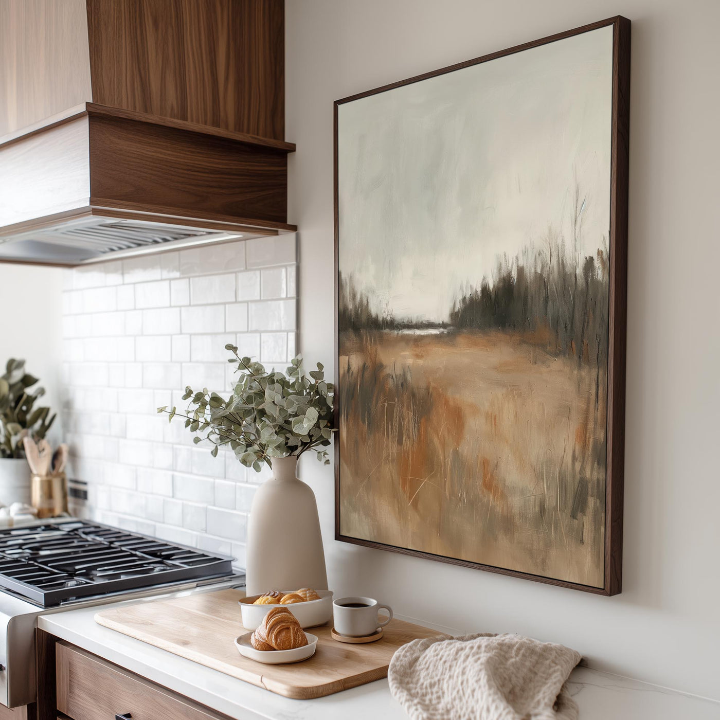 Neutral Fall Landscape Canvas Art -"Soft Harvest Light"