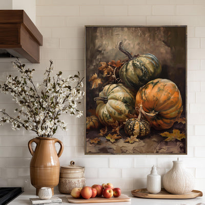 Autumn Pumpkin Still Life Canvas Art -"Timeless Gatherings"