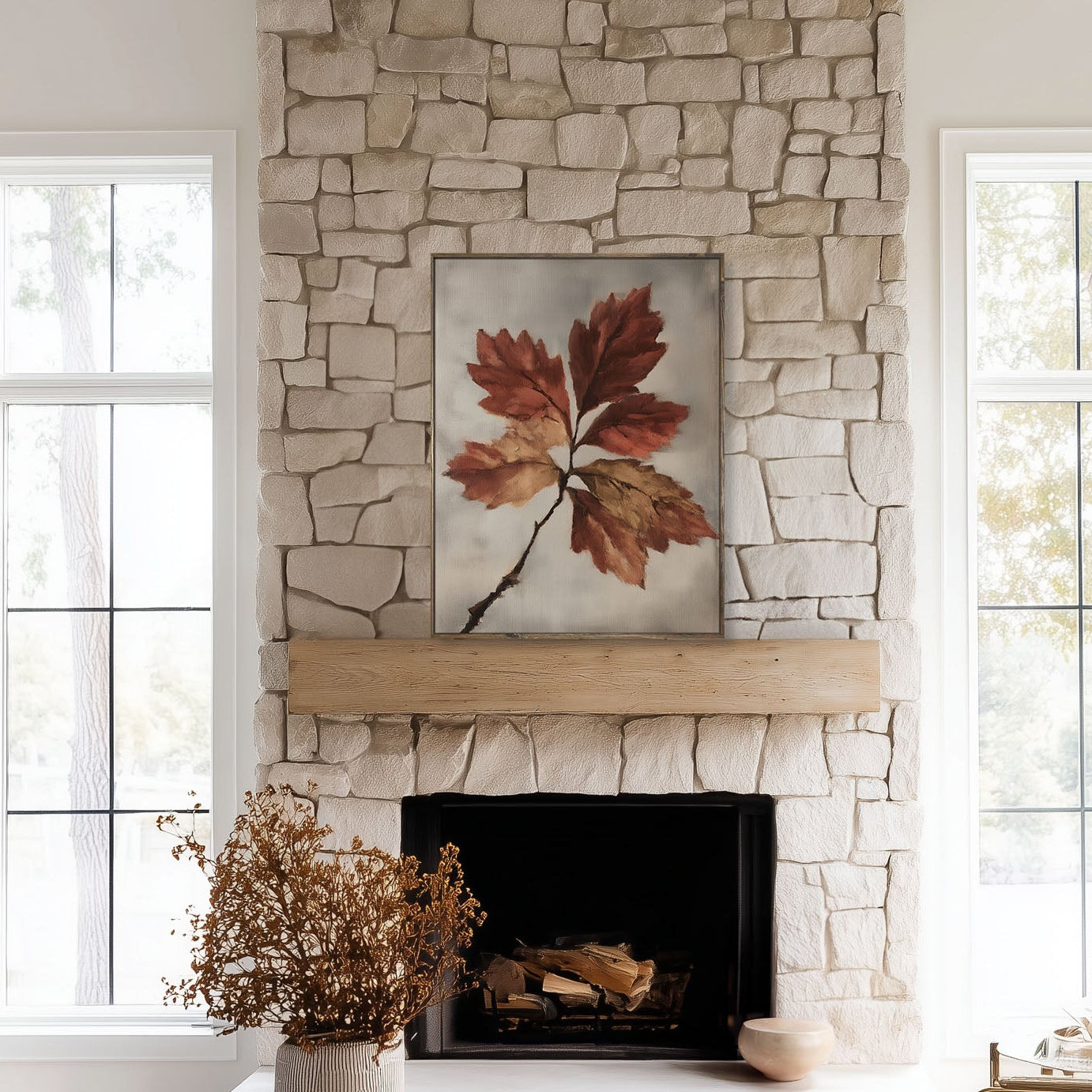 Neutral Canvas Framed Art - "Fallen Grace"