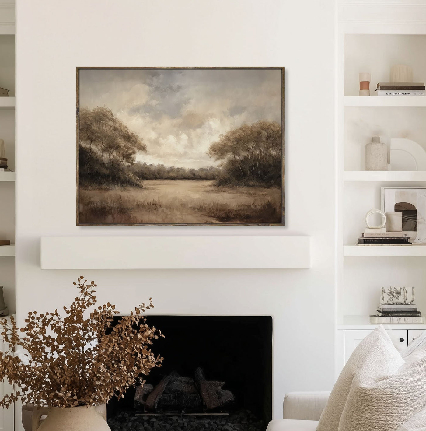 Neutral Fall Landscape Canvas Art - "Golden Clearing"