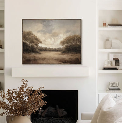 Neutral Fall Landscape Canvas Art - "Golden Clearing"