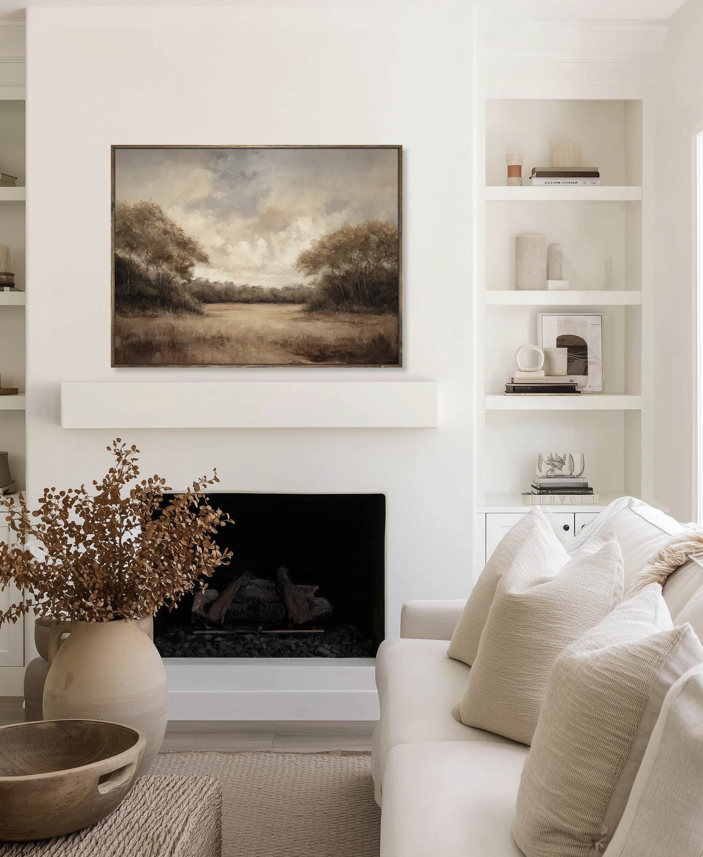 Neutral Fall Landscape Canvas Art - "Golden Clearing"