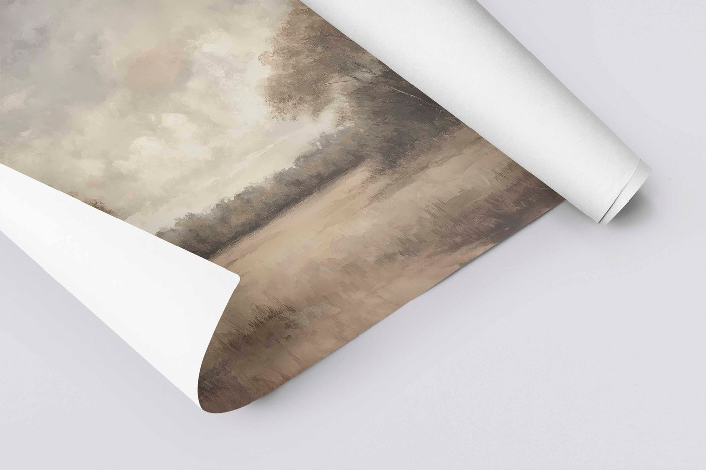 Neutral Fall Landscape Canvas Art - "Golden Clearing"