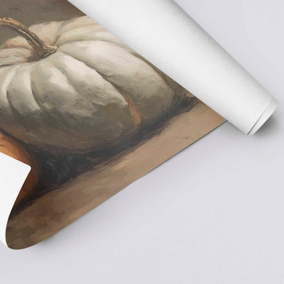 Heirloom Pumpkin Still Life Canvas Framed Art - "Harvest Stillness"