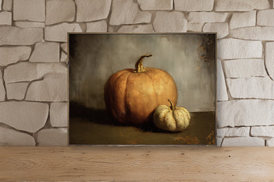 Vintage Pumpkin Canvas Framed Art - "Heirloom Harvest"