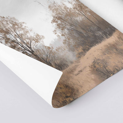 Neutral Autumn Canvas Framed Art - "Hushed Grove"