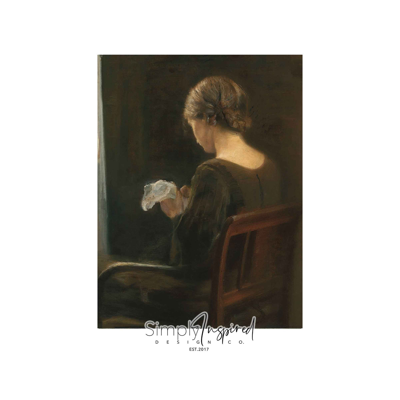 Lady Sewing Print