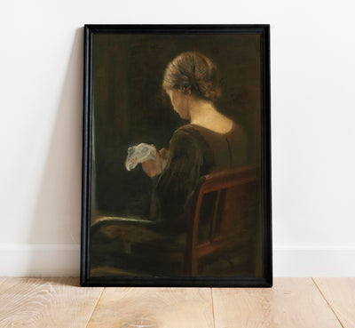 Lady Sewing Print