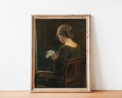 Lady Sewing Print