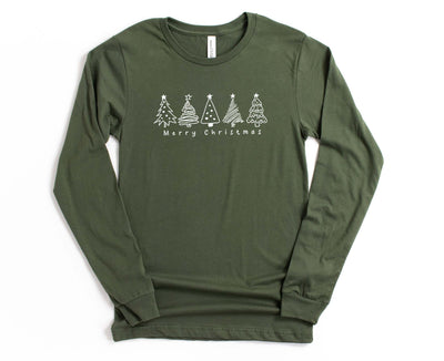 Merry Christmas Trees Long Sleeve Tee