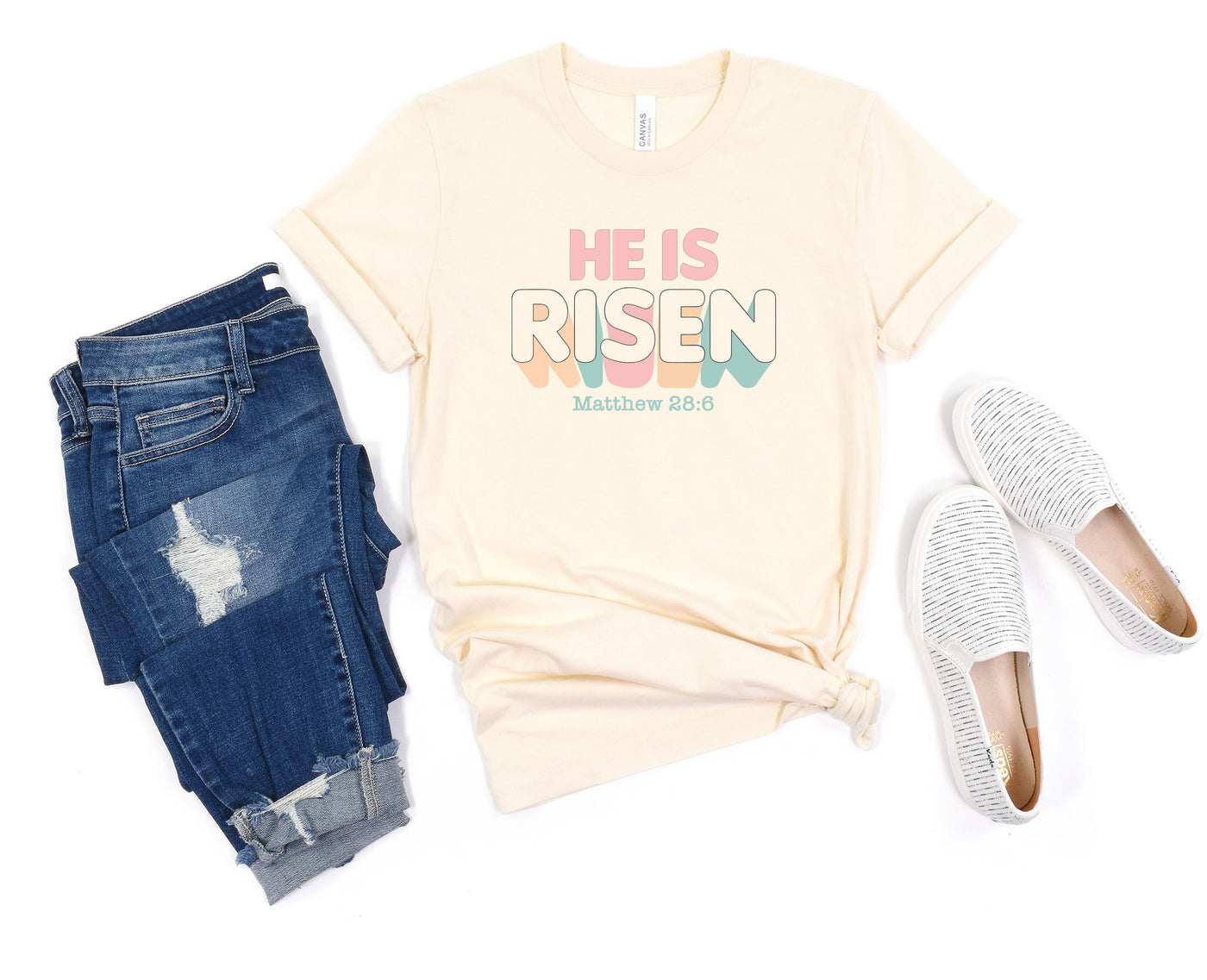 He is Risen (Retro) Natural Tee