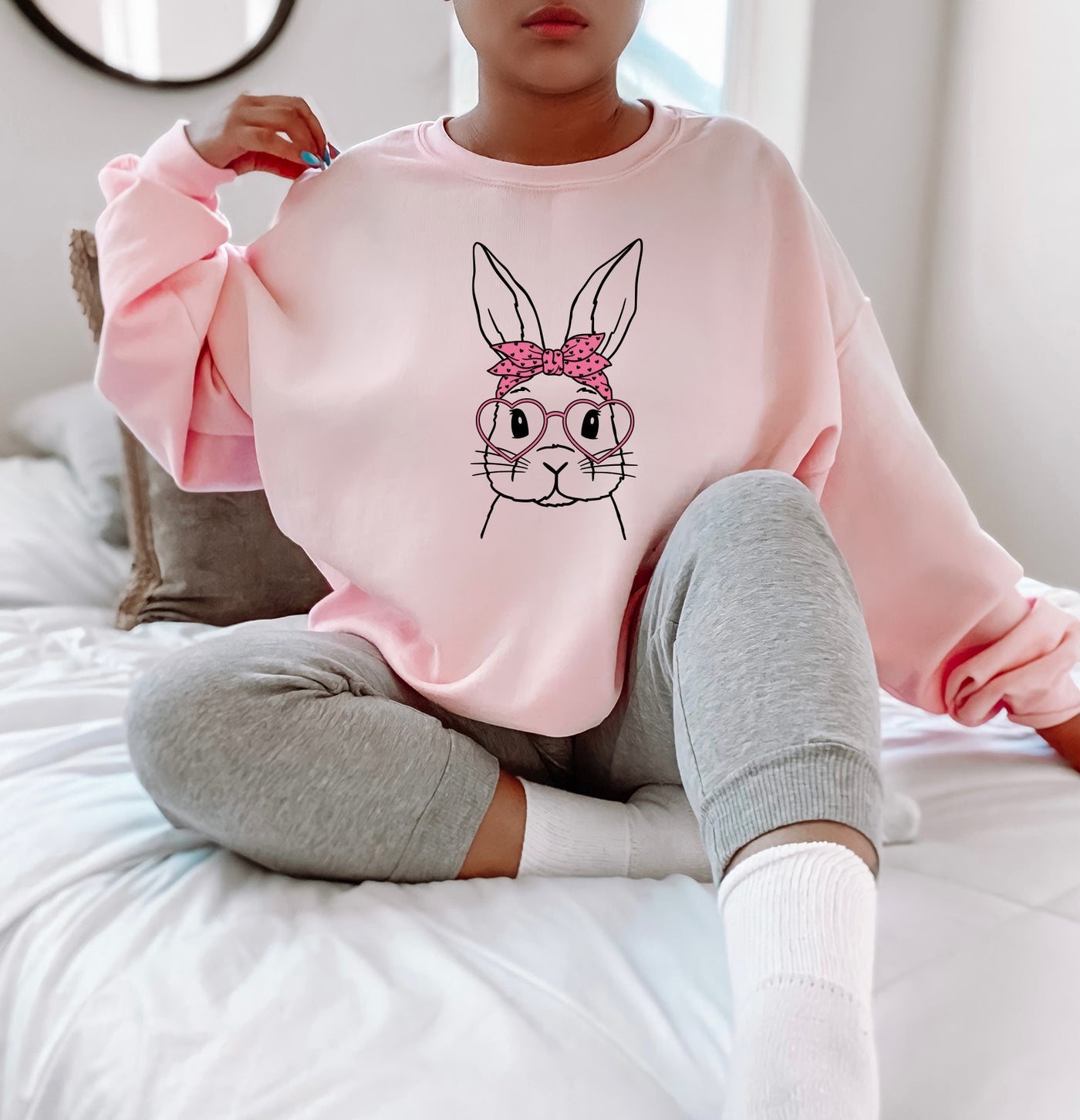 Bunny w/Bow & Glasses Sweatshirt