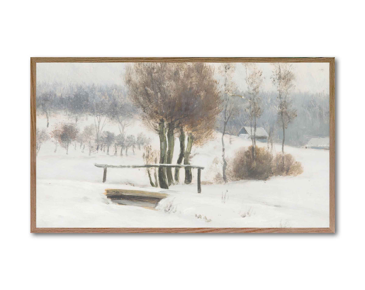FRAME TV ART | Snowy Cabin Landscape