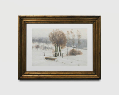 Snowy Cabin Landscape Print