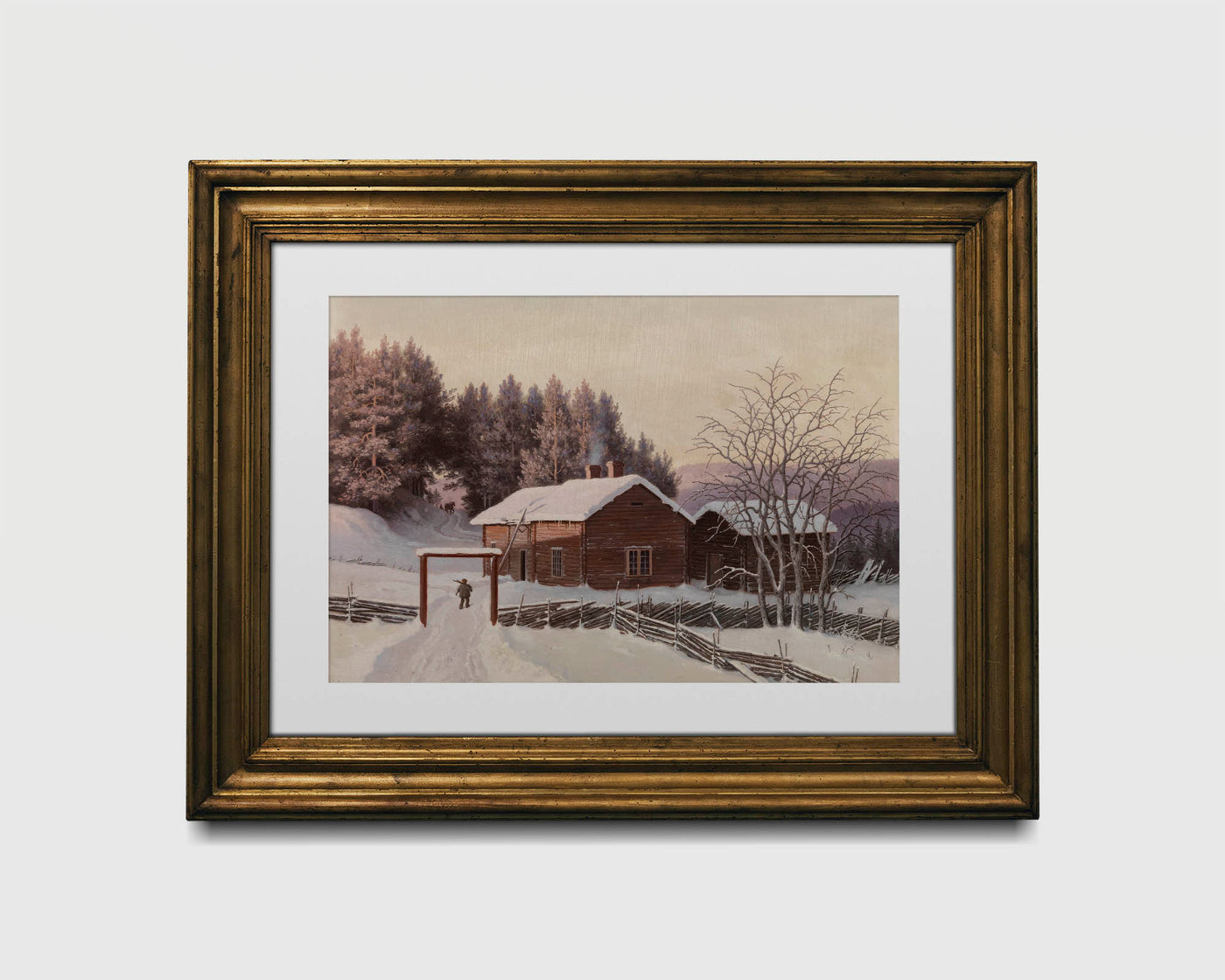 Snowy Red Barn Print