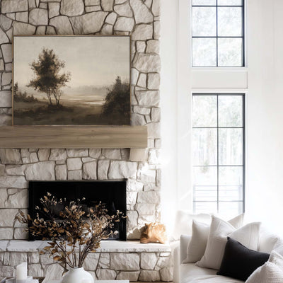 Neutral Landscape Canvas Framed Art - "Soft Awakening"