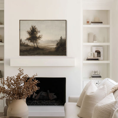 Neutral Landscape Canvas Framed Art - "Soft Awakening"