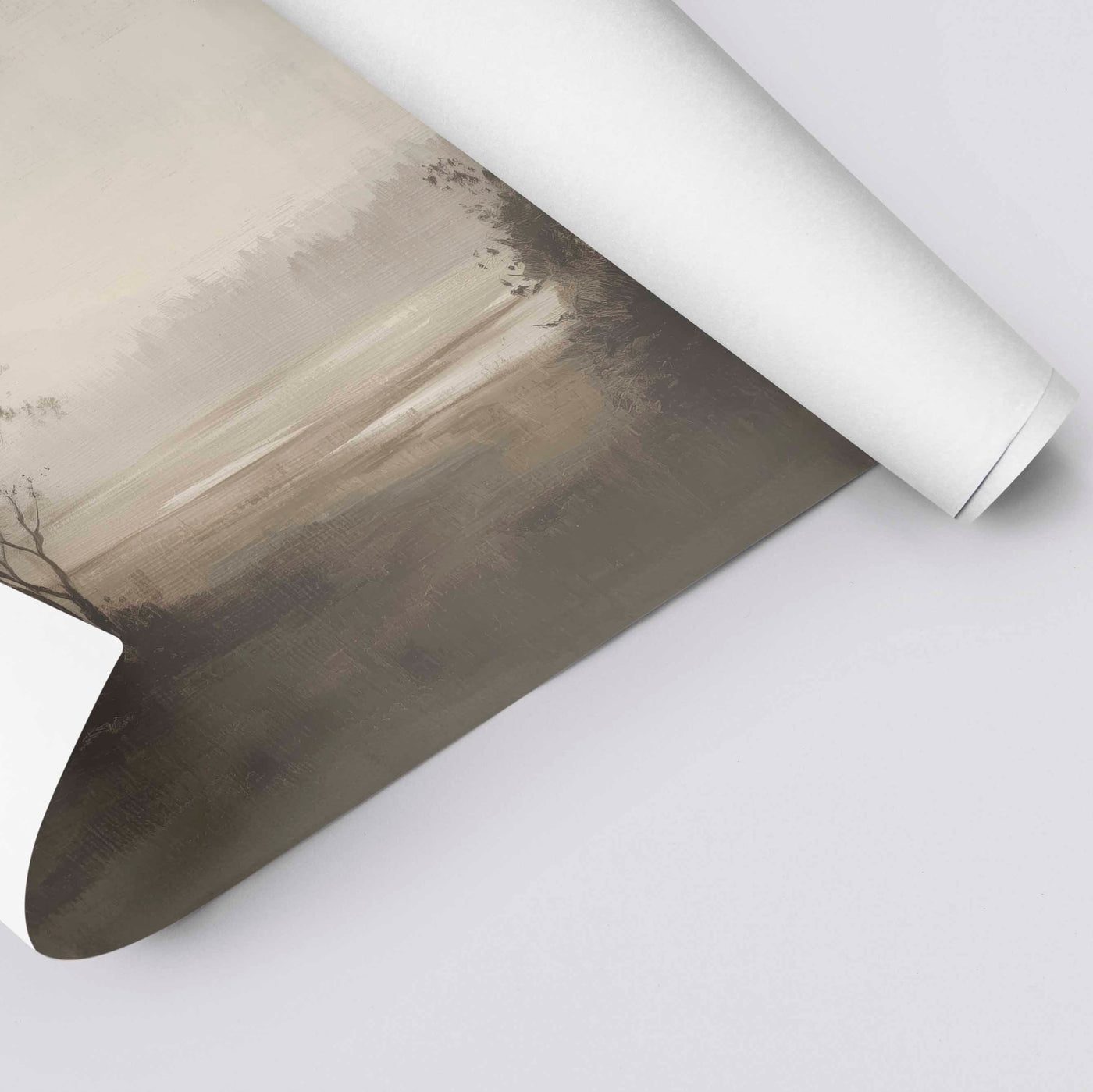 Neutral Landscape Canvas Framed Art - "Soft Awakening"