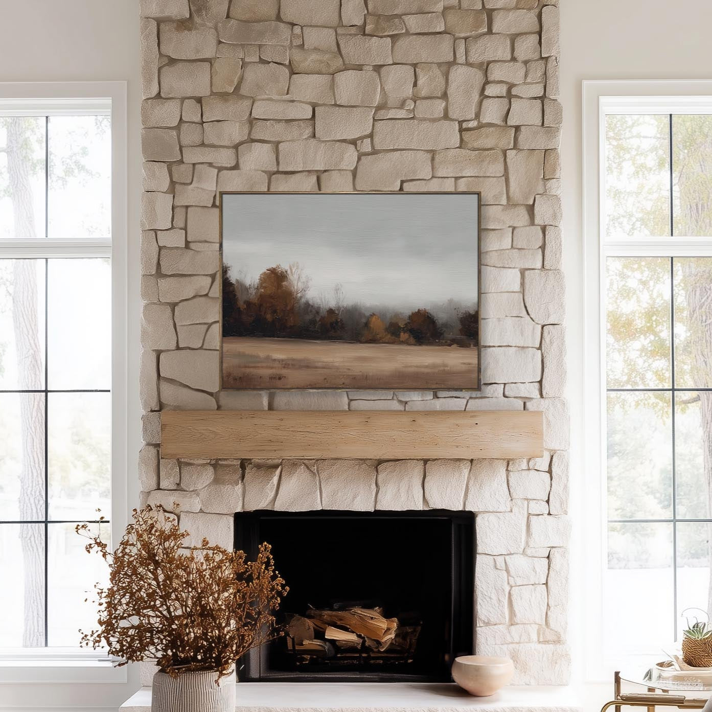 Moody Autumn Landscape Canvas Art - "Softly October"