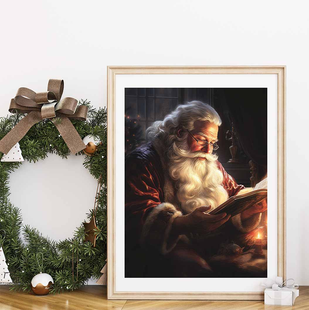 St. Nick Reading "santa" Vertical Print