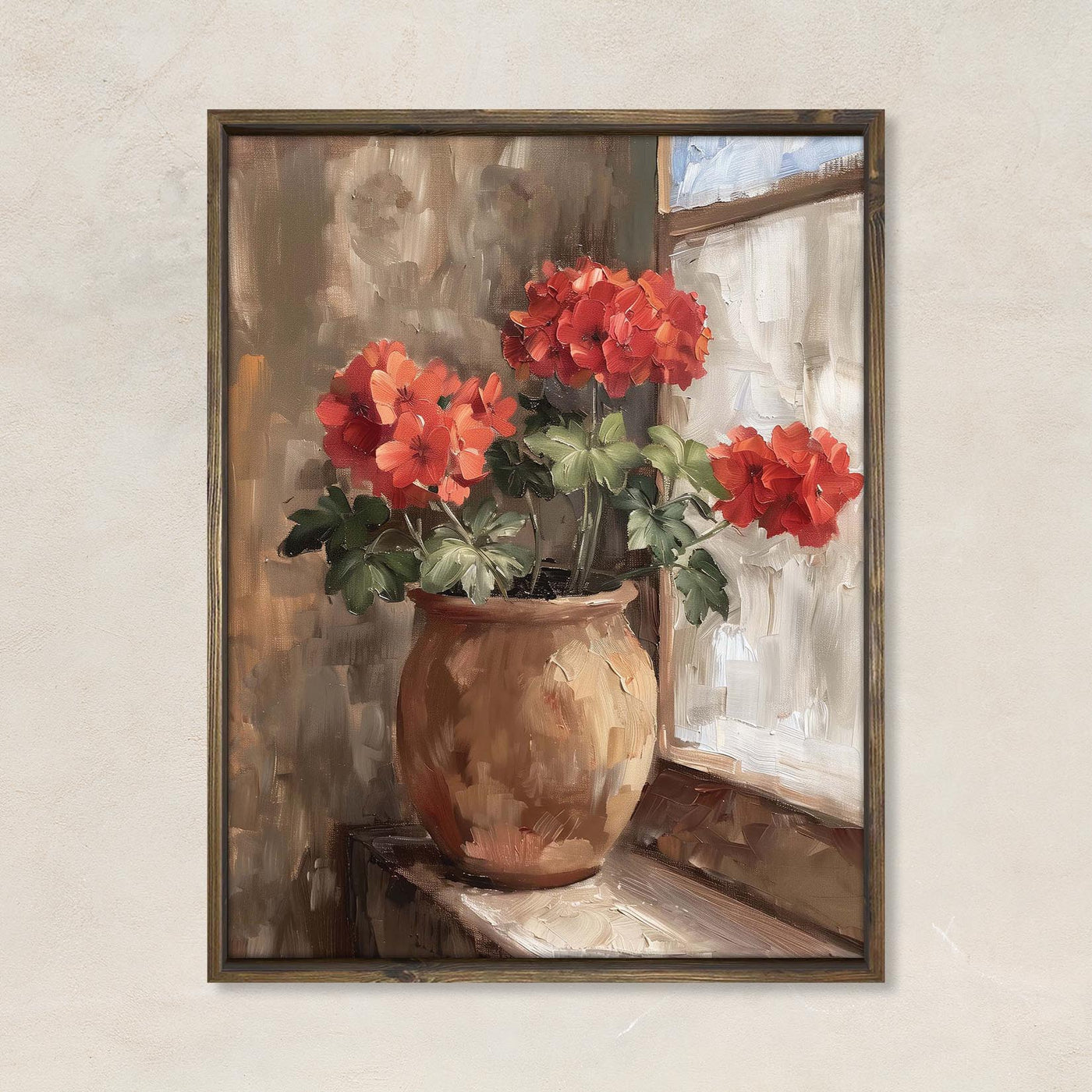 Vintage Style Red Geraniums