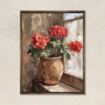 Vintage Style Red Geraniums