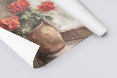 Vintage Style Red Geraniums
