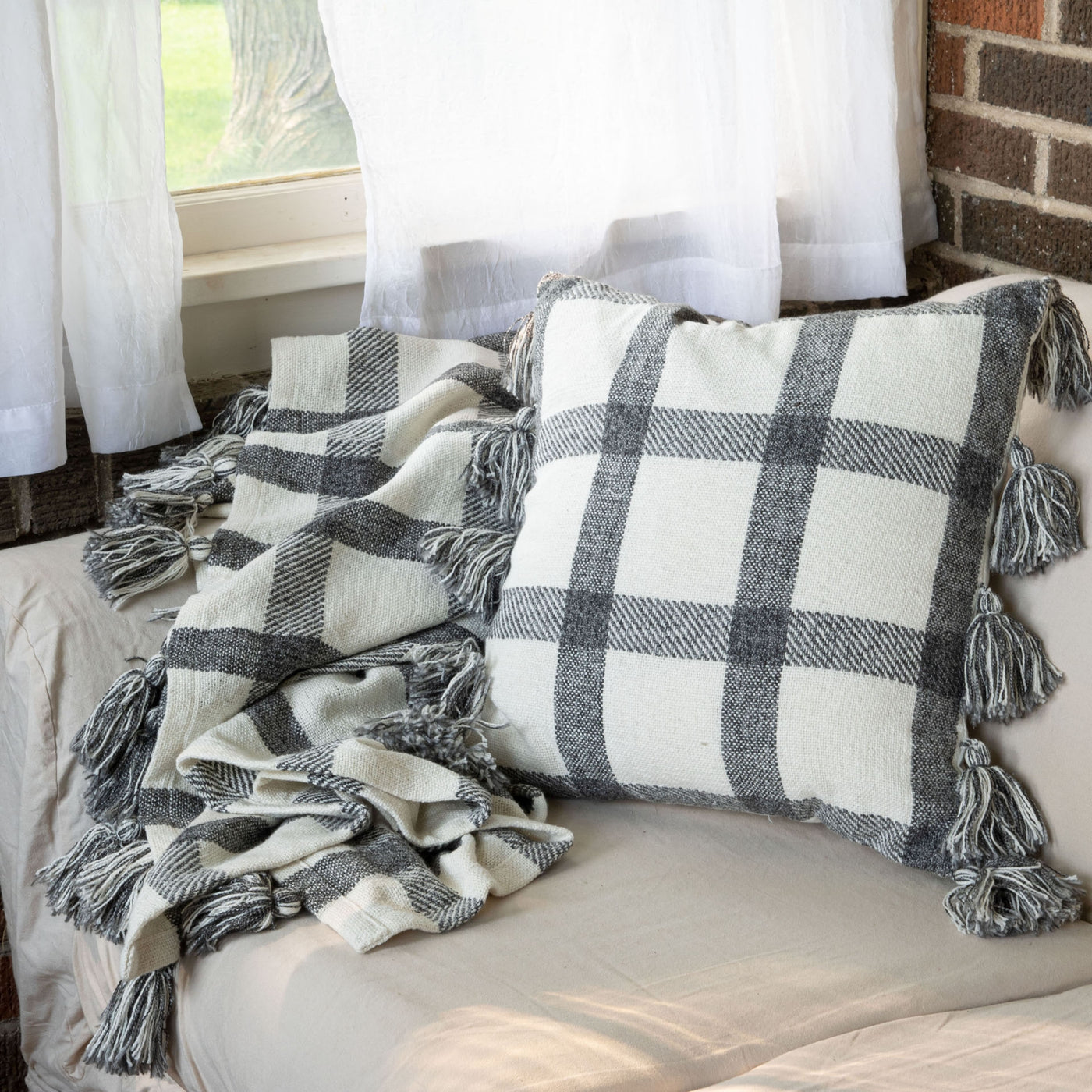 Classic black and white Plaid Pillow
