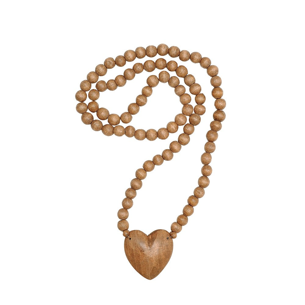 Hand Carved Wood Heart Beads