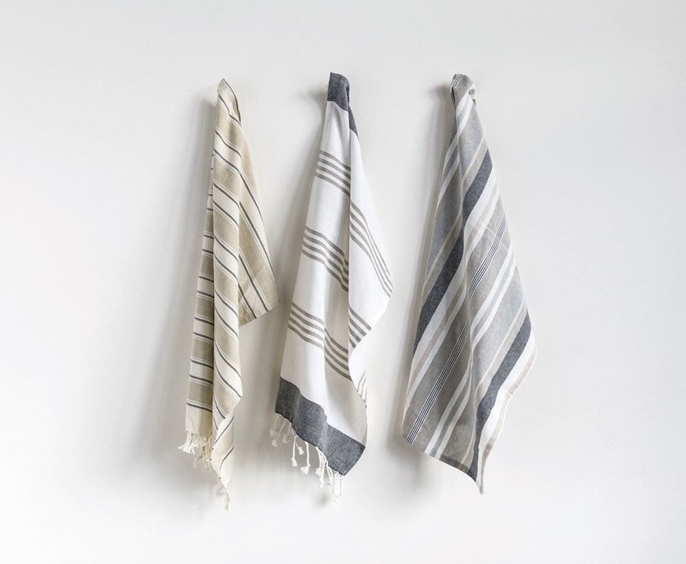 Cotton Striped Tea Towels, Set of 3