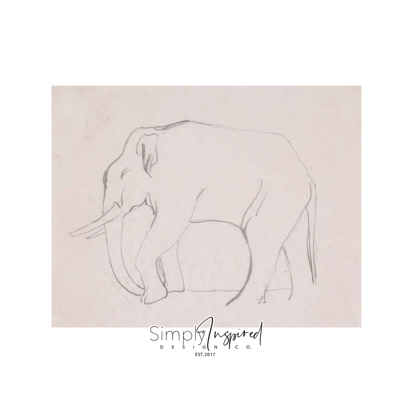 Elephant Walking Sketch Print