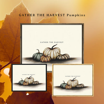Gather Sign Harvest Sign Fall Autumn Decor Pumpkins Hand Drawn