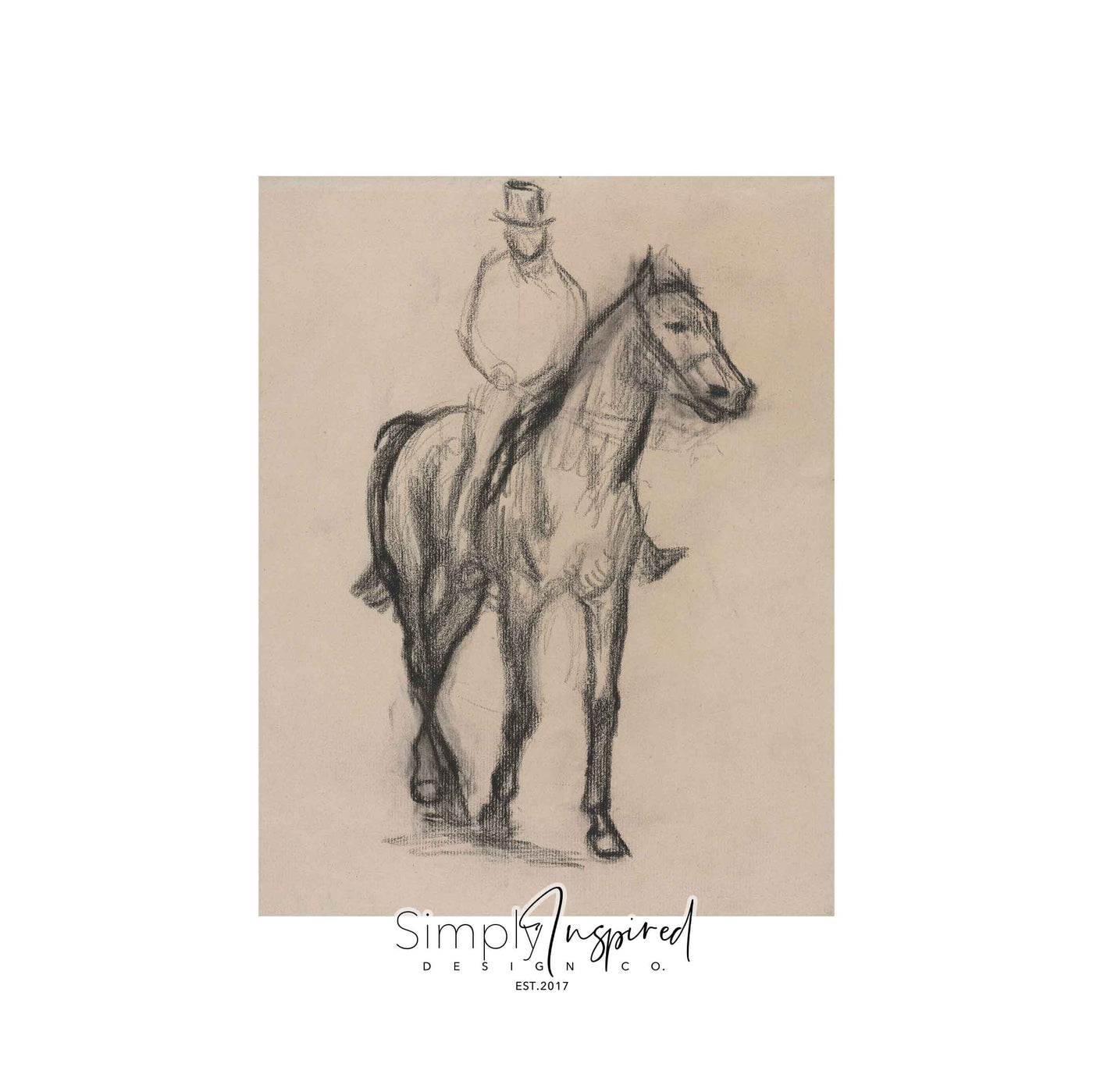 Horse and Rider Sketch Print