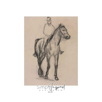 Horse and Rider Sketch Print