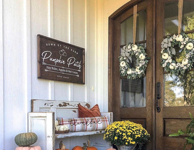 Traditional pumpkin sign Hand drawn pumpkin patch wood sign fall harvest autumn simply southern cottage