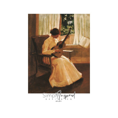 Lady playing Guitar Print