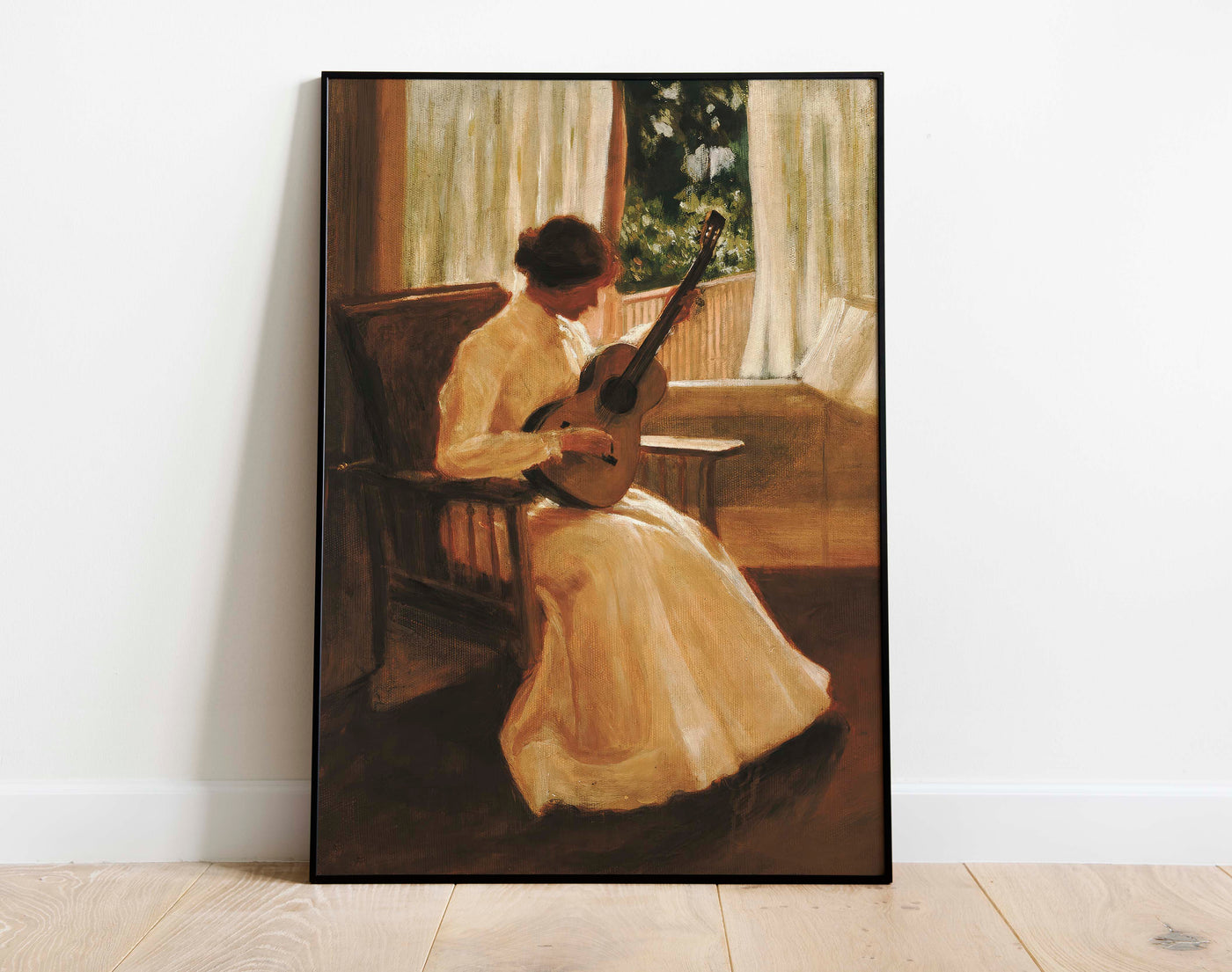 Lady playing Guitar Print