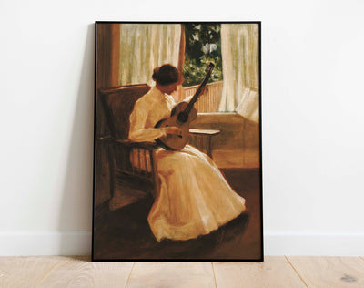 Lady playing Guitar Print