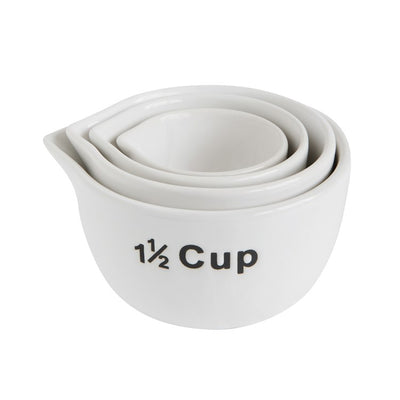 Stoneware Measuring Cups, White, Set of 4