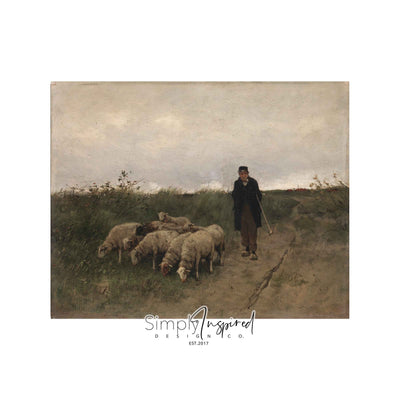 Shepherd and His Sheep Print