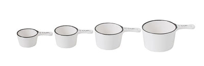 Stoneware Measuring Cups, White w/ Black Rim, Set of 4