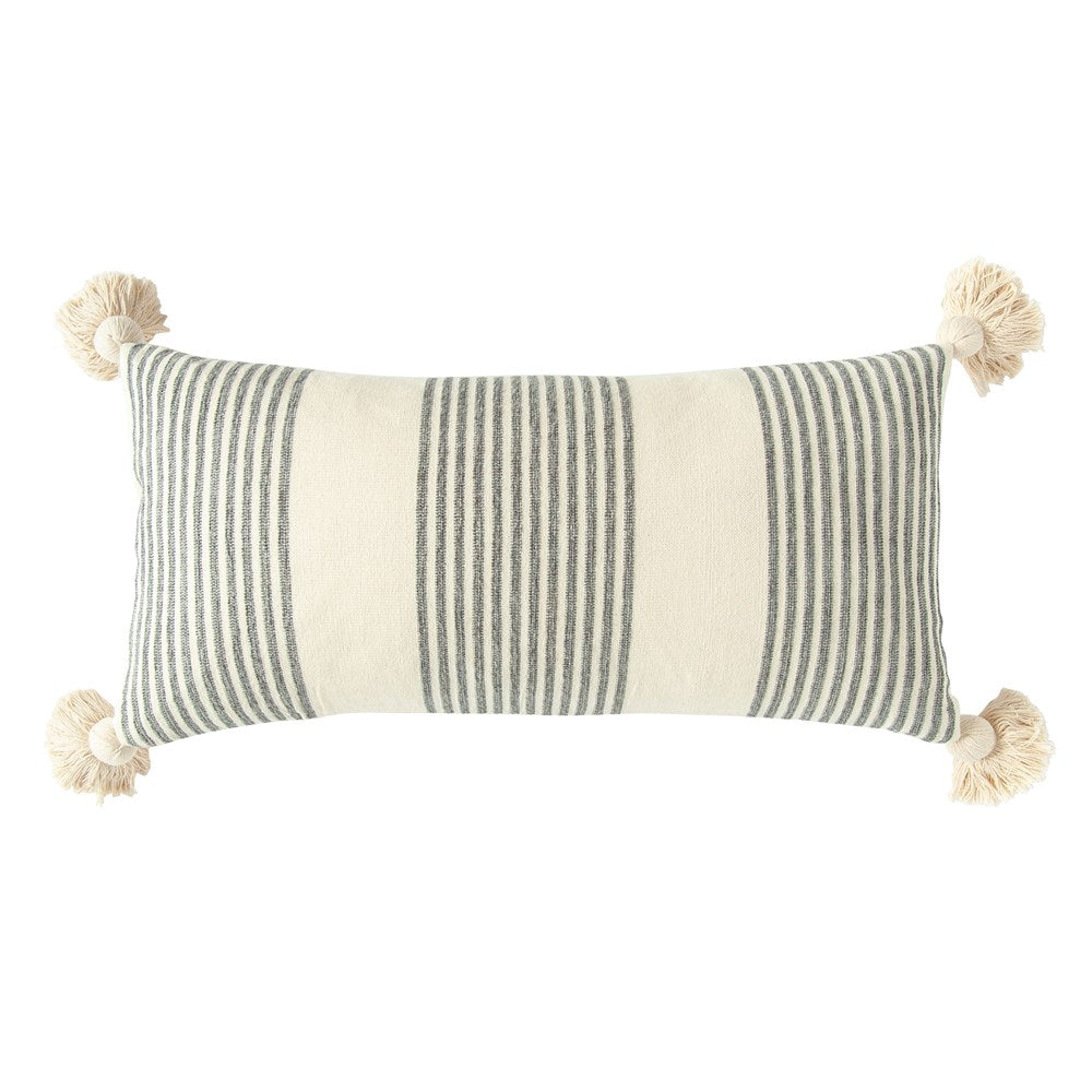 Striped Lumbar Pillow w/ Tassels