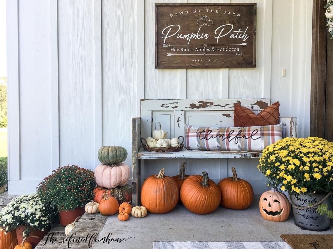 Traditional pumpkin sign Hand drawn pumpkin patch wood sign fall harvest autumn 